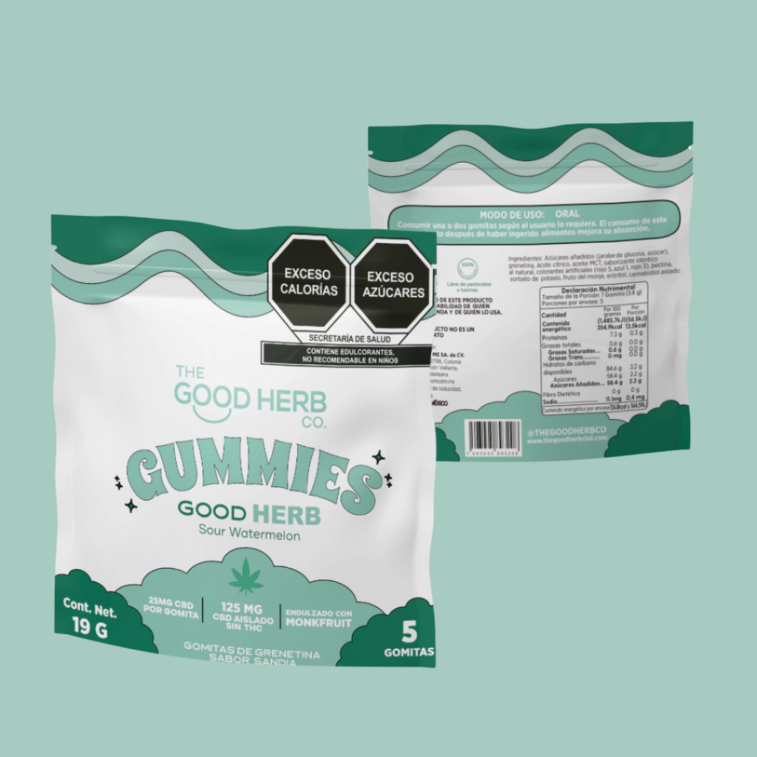The Good Herb | Good Calm Gummies 25 mg/pza | Sour Watermelon Monkfruit
